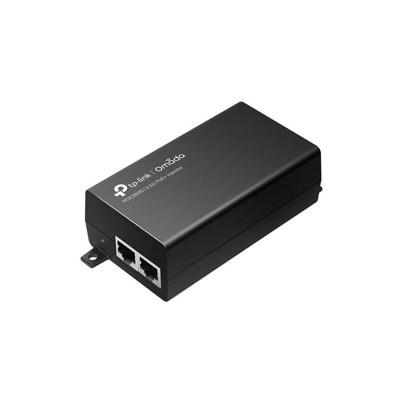 Omada 2.5G PoE+ Injector Adapter PORT: 1× 2.5G PoE Port, 1× 2.5G Non-PoE Port SPEC: 802.3at/af Compliant, Data and Power