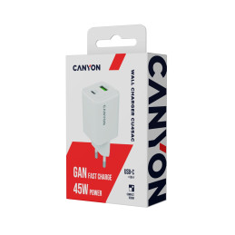 CANYON charger CU45AC GaN 45W 1xPD 1xQC EU White