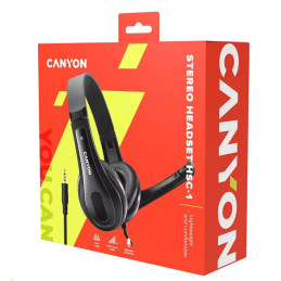 CANYON headset HSC-1, lehký, 3,5 mm jack TRRS, černá
