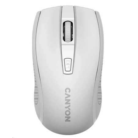 CANYON myš optická bezdrátová MW-7, nastavitelné rozlišení 800/1200/1600 dpi, 4 tl, USB dongle, 1xAA, bílá