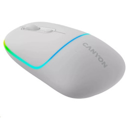 CANYON myš optická bezdrátová MW-22, RGB, 800/1200/1600 dpi, 4 tl, BT+2,4GHz, baterie 650mAh, snow white