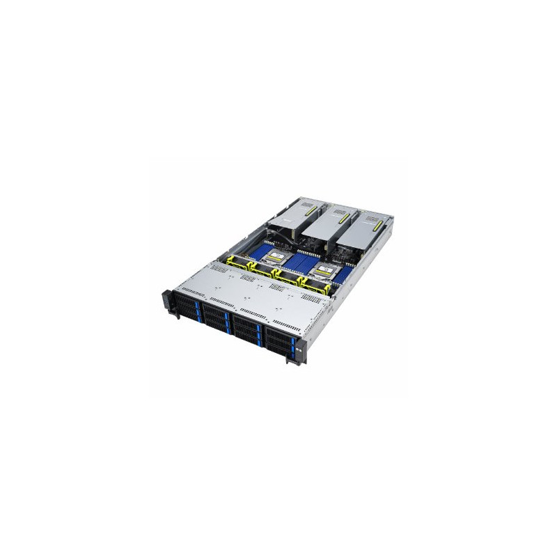 ASUS 2U GPU server 2x SP5, 24x DDR5 ECC R, 12x 3,5/8xNVMe, 2x 10Gb LAN, 2x 2600Wt, IPMI
