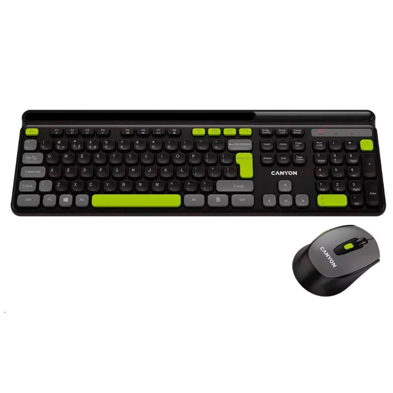 CANYON HSET-W5 bezdrátový SET CS klávesnice + optická myš, 2,4 Ghz, 105 kláves, černý