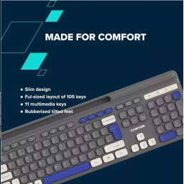 CANYON HSET-W5 bezdrátový SET CS klávesnice + optická myš, 2,4 Ghz, 105 kláves, černý