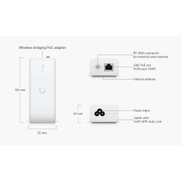 Ubiquiti UniFi Device Bridge (UDB), bezdrátový bridge s PoE Out, 5 GHz, rychlost 867 Mb, LAN 1Gb, WiFi, PoE