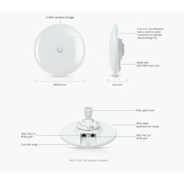 Ubiquiti UniFi Device Bridge Pro (UDB-Pro), bezdrátový bridge s PoE Out, 5 GHz, rychlost 867 Mb, 2x LAN 1Gb, WiFi, PoE