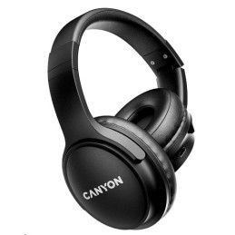 CANYON bezdrátová sluchátka OnRiff 4, BT 5.3, USB-C, baterie 500 mAh, mic., 40mm měniče, černé