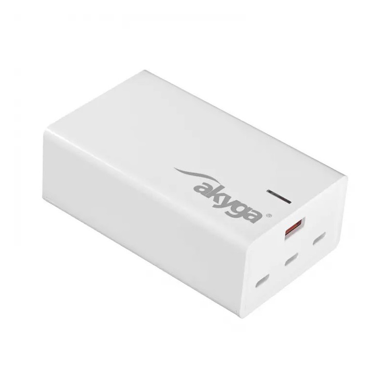 Akyga Nabíječka univerzální USB-A + 3x USB-C PD 5-28V / max. 5A 140W Quick Charge 3.0 GaN, bílá
