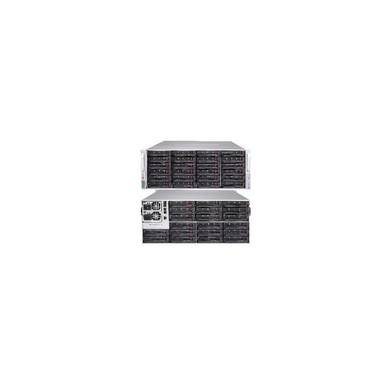 SUPERMICRO 4U JBOD Storage, 44x 3,5" HS HDD 20x18TB HDD (24 front + 20 rear) Expander SAS3 (12Gb/s) 2x1200W (Tit.)