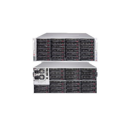 SUPERMICRO 4U JBOD Storage, 44x 3,5" HS HDD 20x18TB HDD (24 front + 20 rear) Expander SAS3 (12Gb/s) 2x1200W (Tit.)