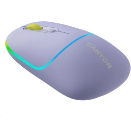 CANYON myš optická bezdrátová MW-22, RGB, 800/1200/1600 dpi, 4 tl, BT+2,4GHz, baterie 650mAh, mountain lavender