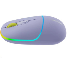 CANYON myš optická bezdrátová MW-22, RGB, 800/1200/1600 dpi, 4 tl, BT+2,4GHz, baterie 650mAh, mountain lavender