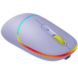 CANYON myš optická bezdrátová MW-22, RGB, 800/1200/1600 dpi, 4 tl, BT+2,4GHz, baterie 650mAh, mountain lavender