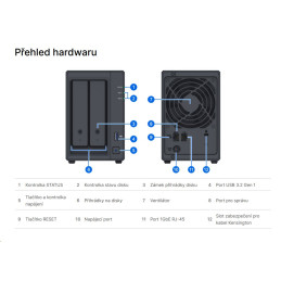 Synology ActiceProtect DP320, 2-bay včetně 2x 8TB HDD v RAID1, CPU AMD Ryzen R1600, RAM 8GB, 1x USB 3.2, 2x GLAN