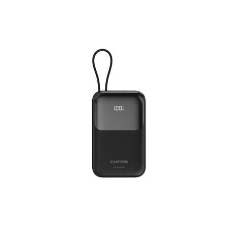 CANYON Power Bank PB-101, 10000mAh PD22.5W built-in cable, black