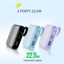 CANYON Power Bank PB-101, 10000mAh PD22.5W built-in cable, black