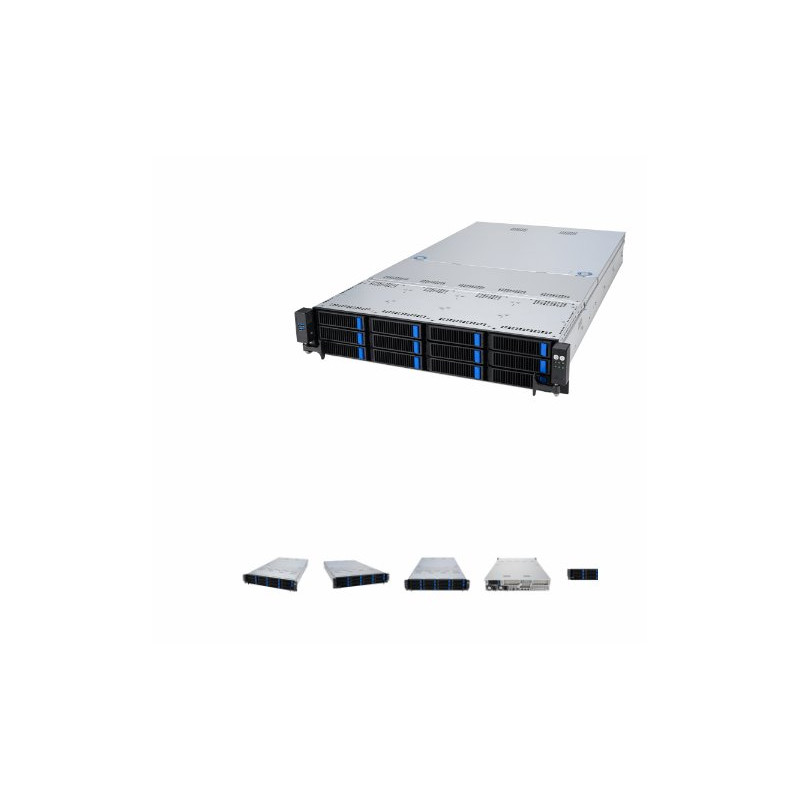 ASUS 2U RS521A-E12-RS12U 1 xSP5 (LGA 6096) 24xDDR5/12NVMe/SAS/SATA /RH/OCP/GPU /1GB LAN 1,6KW