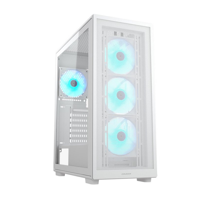 COUGAR PC skříň MX220 RGB White Mid Tower Mesh Front Panel 4 x 120mm ARGB Fans TG Left Panel