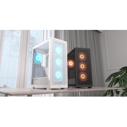 COUGAR PC skříň MX220 RGB White Mid Tower Mesh Front Panel 4 x 120mm ARGB Fans TG Left Panel