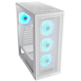 COUGAR PC skříň MX220 RGB White Mid Tower Mesh Front Panel 4 x 120mm ARGB Fans TG Left Panel