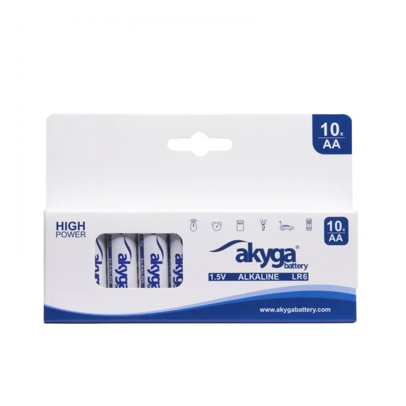Akyga alkalická baterie AA LR6 Zn-MnO2, 1.5V/3050mAh, box 10x
