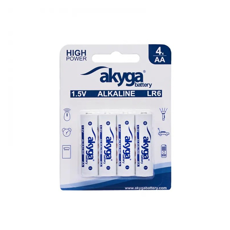 Akyga alkalická baterie AA LR6 Zn-MnO2, 1.5V/3050mAh, blister 4x