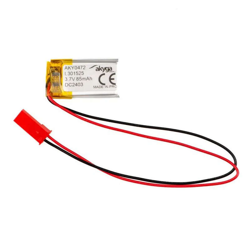 Akyga Li-Pol baterie LP301525 3.7V / 85mAh PCM JST 2.54 2-Pin