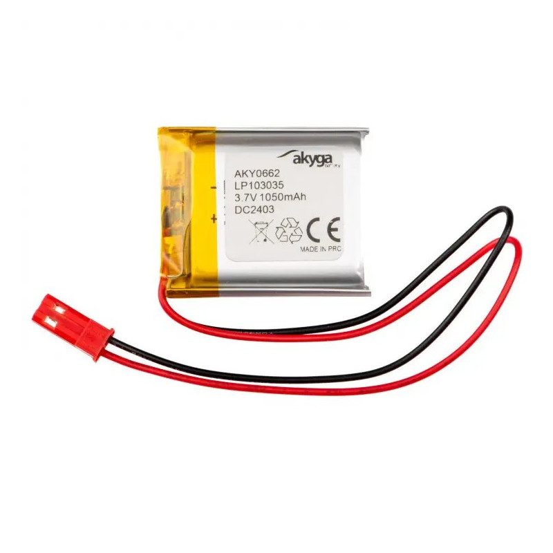 Akyga Li-Pol baterie LP103035 3.7V/1050mAh PCM JST 2.54 2-Pin