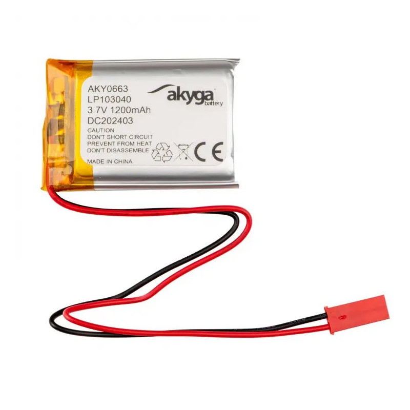Akyga Li-Pol baterie LP103040 3.7V/1200mAh PCM JST 2.54 2-Pin