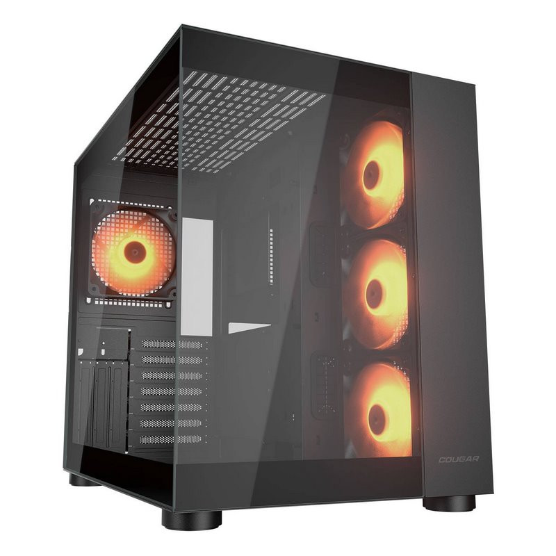 COUGAR PC skříň FV150 RGB Black Mid tower Dual-Chamber ATX glass, 4x 120mm ARGB fans