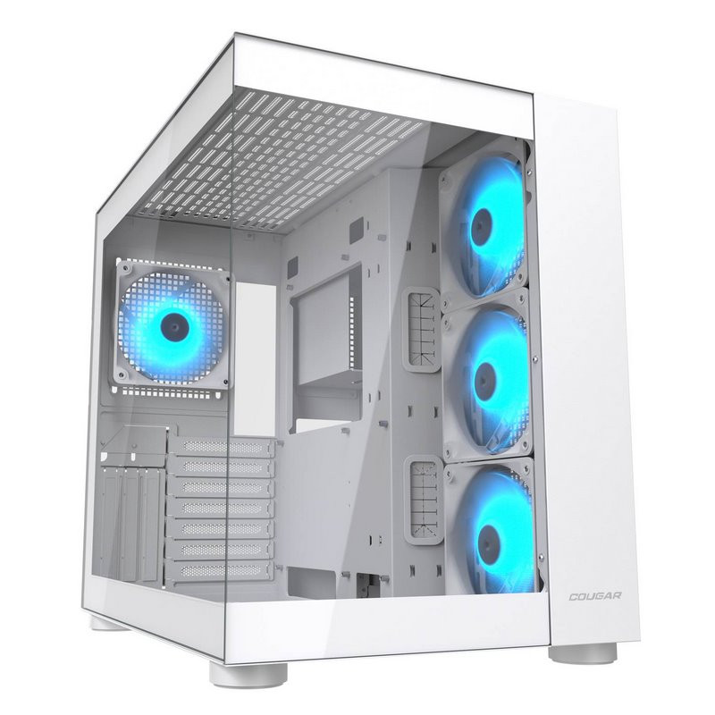 COUGAR PC skříň FV150 RGB White Mid tower Dual-Chamber ATX glass, 4x 120mm ARGB fans