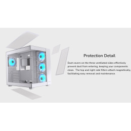 COUGAR PC skříň FV150 RGB White Mid tower Dual-Chamber ATX glass, 4x 120mm ARGB fans