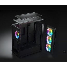 COUGAR PC skříň AIRFACE PRO RGB Black Mid Tower Airflow Panel 3 x 120mm ARGB Fans 1x 120mm ARGB Fan TG Left Panel