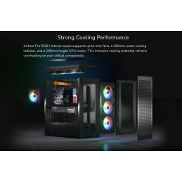 COUGAR PC skříň AIRFACE PRO RGB Black Mid Tower Airflow Panel 3 x 120mm ARGB Fans 1x 120mm ARGB Fan TG Left Panel