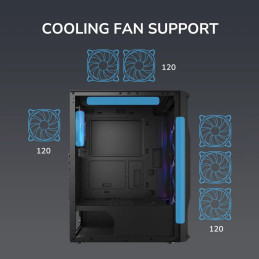 COUGAR PC skříň MX110 RGB Black (system build version) Mid Tower 4 x 120mm fans RGB