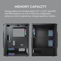 COUGAR PC skříň MX110 RGB Black (system build version) Mid Tower 4 x 120mm fans RGB
