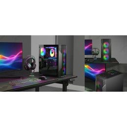 COUGAR PC skříň MX110 RGB Black (system build version) Mid Tower 4 x 120mm fans RGB