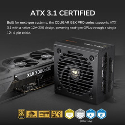 COUGAR PC zdroj GEX PRO 750W 80+ Gold, Fully, ATX3.1, PCIE5.1, GeForce RTX 50 series ready