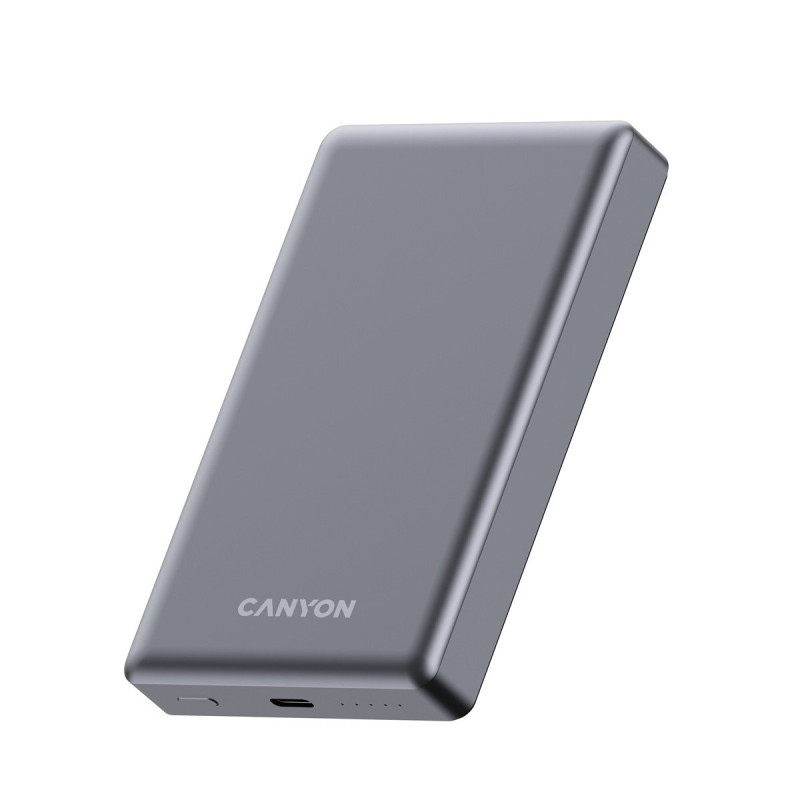 CANYON Power Bank PB-510, 10000 mAh, Magsafe wireless, 20W, Dark grey