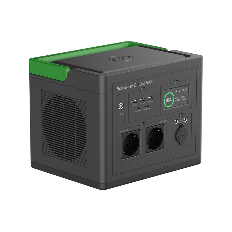 Schneider OffGrid Portable Power Station 500, 517Wh Lithium-ion, 2 Schuko, Sinewave