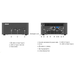 ASUS NUC 15 Pro RNUC15CRHC500002/Intel Core 5-210H/DDR5/USB 7x/LAN/WiFi/Intel Graphics/M.2/Tall/L6 Kit/EU power cord