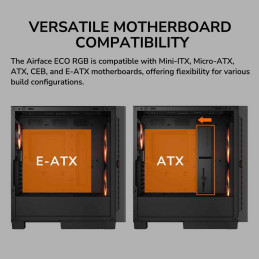 COUGAR PC skříň AIRFACE ECO RGB Black Mid Tower Airflow 2 x 180mm ARGB PWM Fans 1x 120mm ARGB Fan