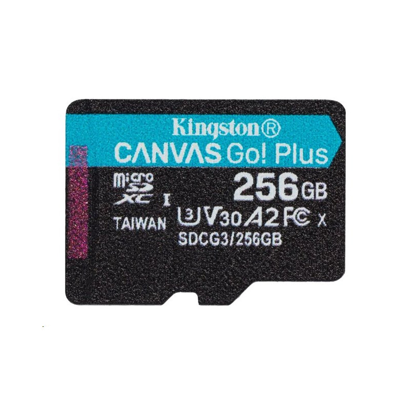 Kingston paměťová karta 256GB microSDXC Canvas Go Plus Gen4 A2 U3 V30 Card + ADP