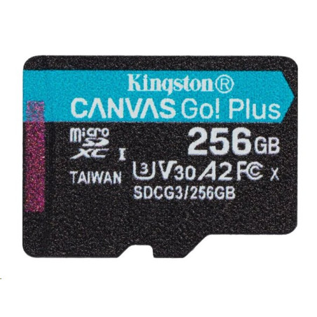 Kingston paměťová karta 256GB microSDXC Canvas Go Plus Gen4 A2 U3 V30 Card + ADP