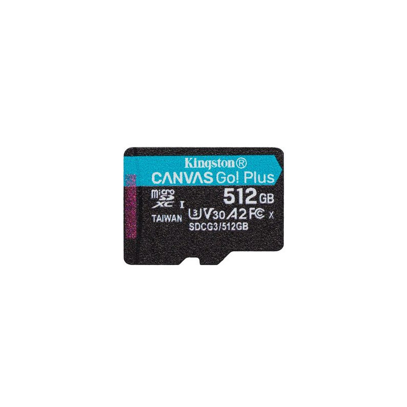 Kingston paměťová karta 512GB microSDXC Canvas Go Plus Gen4 A2 U3 V30 Card + ADP