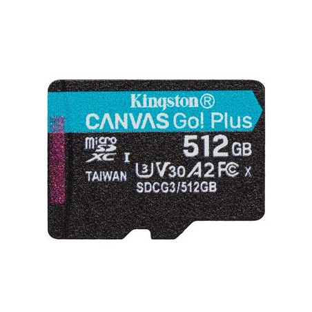 Kingston paměťová karta 512GB microSDXC Canvas Go Plus Gen4 A2 U3 V30 Card + ADP