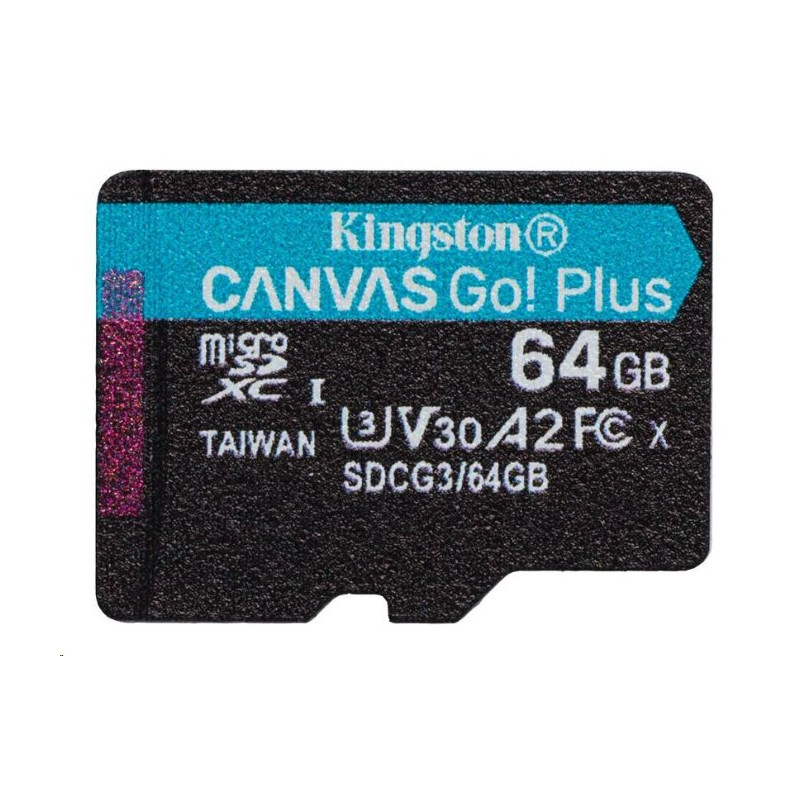 Kingston paměťová karta 64GB microSDXC Canvas Go Plus Gen4 A2 U3 V30 Card + ADP