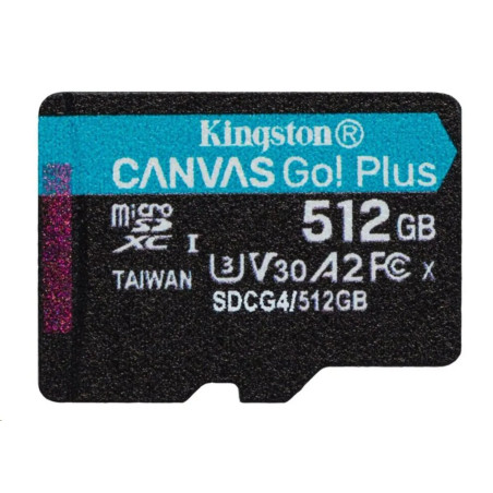 Kingston paměťová karta 512GB SDXC Canvas Go Plus Gen4 C10 UHS-I U3