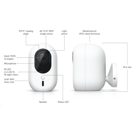 Ubiquiti UniFi Protect G6 Instant – 4K Wi-Fi kamera, EU, bílá
