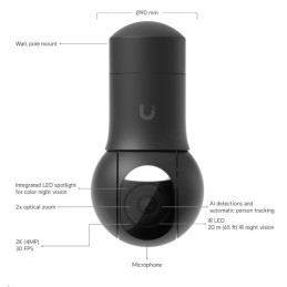 Ubiquiti UniFi Protect G5 PTZ – kompaktní PTZ kamera, černá